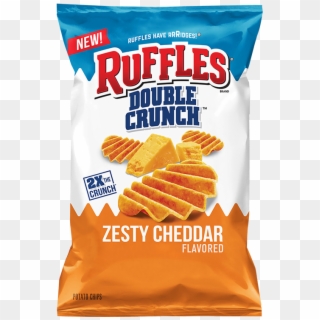 Ruffles® Double Crunch™ Zesty Cheddar Flavored Potato - New Ruffles Chips Double Crunch Zesty Cheddar, HD Png Download