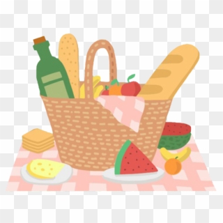 Picnic Basket Wine Bread Cheese Freetoedit Scpicnic - Cartoon Picnic Basket Png, Transparent Png