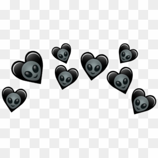 Transparent Tumblr Alien Png - Black Heart Crown Emoji, Png Download