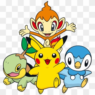 Piplup Chimchar And Turtwig , Png Download - Pikachu Turtwig Chimchar Y Piplup, Transparent Png
