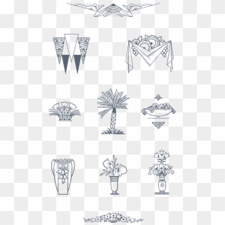 Download 170 Stylized Art Deco Illustrations And Ornaments, - Drawing, HD Png Download