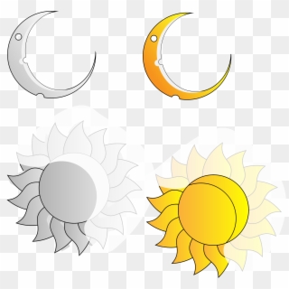 Rays And Crescent Moon And Sun Png Free Stock - Clip Art, Transparent Png