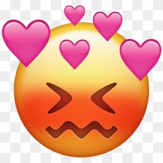Blushing Emoji With Hearts, HD Png Download