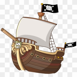 Cartoon Ship Piracy Clip Art - Pirate Ship Cartoon Free, HD Png Download