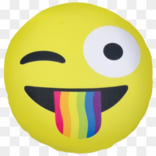 Emoji Smile Pillow Emoticon Sticker - Emoji With Rainbow Tongue, HD Png Download