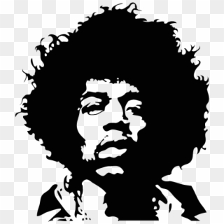 Jimi Hendrix Black And White Portrait Stencil Guitarist - Jimi Hendrix Vector, HD Png Download