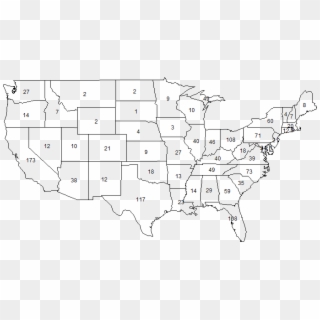 Map Of The United States With Numbers, HD Png Download