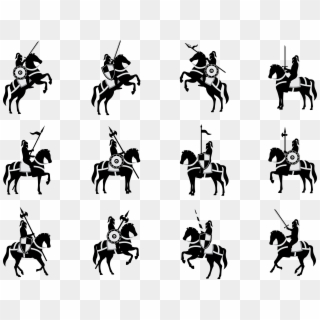Silhouette Cavalry Euclidean Vector - Silhouette Horse With Warrior, HD Png Download