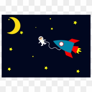 Astronaut On Space Walk Cartoon Vector Image - Cartoon Rocket In Space, HD Png Download