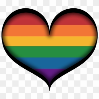 Large Gay Pride Heart In Lgbt Rainbow Colors With Black - Black Gay Heart, HD Png Download