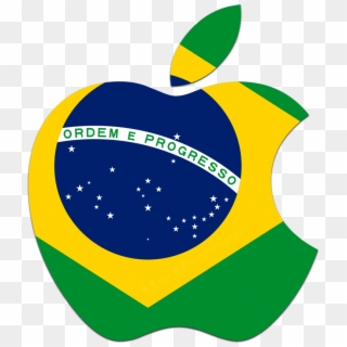 Logo Da Apple Com A Bandeira Do Brasil - Brazil Flag, HD Png Download