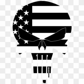 Black And White American Flag Png - Skull Usa Black And White, Transparent Png