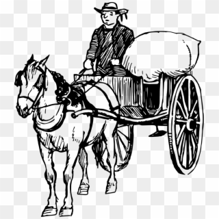 Horse Drawing Cart Clip Art - Horse And Buggy Drawing, HD Png Download