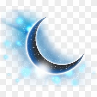 Ftestickers Clipart Moon Stars Bluemoon Crescentmoon - Transparent Glowing Crescent Moon, HD Png Download