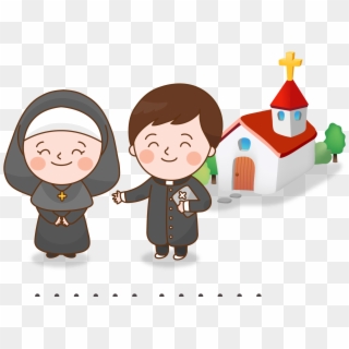 Child Priests Nuns Illustration Church Cartoon Clipart - Nuns And Priests Cartoon, HD Png Download