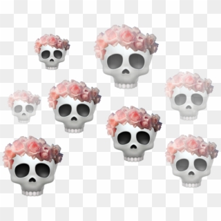Emoji Crown Skeleton Skull Tumblr Heartcrown Roses - Transparent Background Emoji Skulls Transparent, HD Png Download