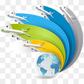 Information Travel Infographic Map Air Png File Hd - Plane With Globe Logo, Transparent Png