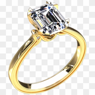 Emerald Cut Forever One Moissanite Solitaire 14k Gold - Emerald, HD Png Download