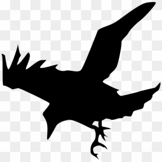 Crow Flying Clipart Black And White, HD Png Download