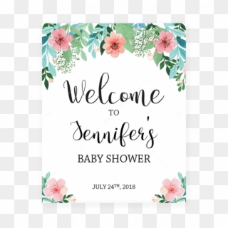 Floral Shower Welcome Sign Printable By Littlesizzle - Printable Baby Shower Predictions Game, HD Png Download