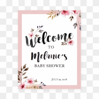 Blush Flowers Welcome Sign For Shower Party By Littlesizzle - Mom Osa Bar Sign Printable Free, HD Png Download