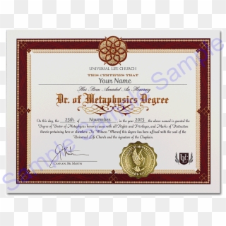 Doctor Of Metaphysics Degree - Doctorate In Metaphysics, HD Png Download