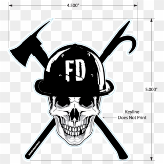 Firefighter Skull Decal - Skull, HD Png Download