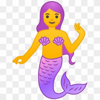 Transparent Purple Mermaid Clipart - Google Mermaid Emoji, HD Png Download