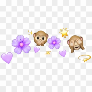 Monkey Emoji With Flower Crown Png - Emoji Flower Crown Png, Transparent Png