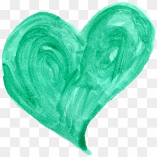 Green Watercolor Heart Png, Transparent Png
