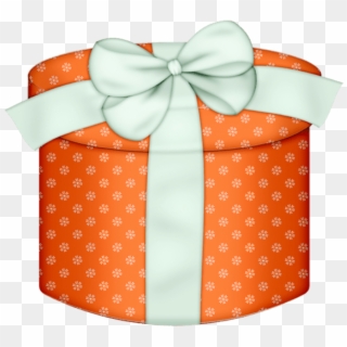 Download Orange Round Gift Box With White Bow Clipart - Caja Sorpresa Animada, HD Png Download
