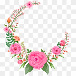 Roses Rose Pinkroses Pink Flowers Flower Floral Circle - Floral Frame Pink Png, Transparent Png