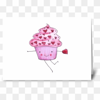 Pink Cupcake Valentine Greeting Card - Ice Cream, HD Png Download