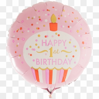 1st Birthday Pink Cupcake - Balloon, HD Png Download