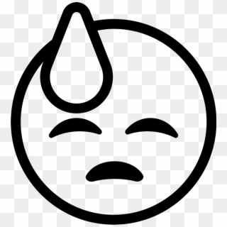 Cold Sweat Emoji Stamp - Sweating Emoji Black And White, HD Png Download