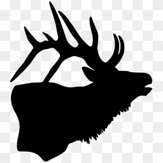 Elk-head File Size - Bull Elk Head Silhouette, HD Png Download
