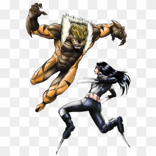 No Caption Provided - Sabretooth And X 23, HD Png Download