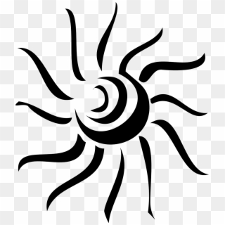 Tribal Sun Clip Art Black And White - Transparent Sun Tattoo Png, Png Download