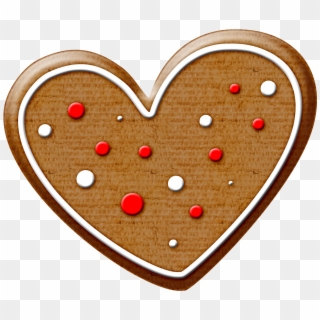 Christmas Gingerbread Heart Cookie Clip Art - Heart Shaped Cookie Clipart, HD Png Download