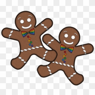 Two Overlapping, Gay Pride, Gingerbread Men With Rainbow-colored - Gay Pride, HD Png Download