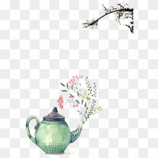 Painting Printmaking Illustration Floral - Watercolor Teapot, HD Png Download