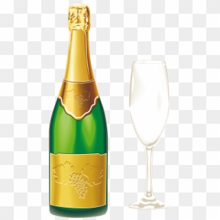 Champagne Glass Clip Art Transparent Background - Green Wine Bottle Png, Png Download