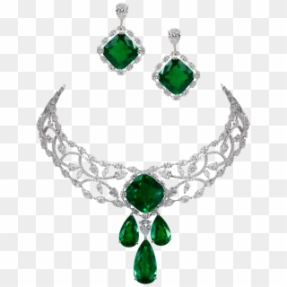 Colombian Emerald And Diamond Suite - Green Diamond Necklace Png, Transparent Png