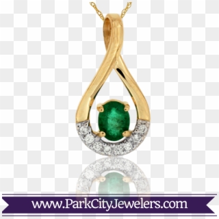 Emerald Tear Drop Shaped Pendant - Double Diamond Hoop Huggie Earrings, HD Png Download