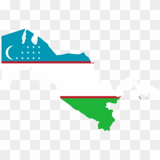 Uzbekistan Map Flag Clip Arts - Uzbekistan Flag Clipart, HD Png Download