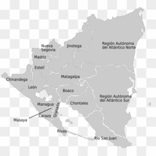 Nicaragua Admin Divisions Map - Map Of Nicaragua Png, Transparent Png