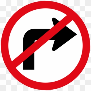 Right Turn Ahead Prohibited Sign - Right Turn Prohibition Sign, HD Png Download