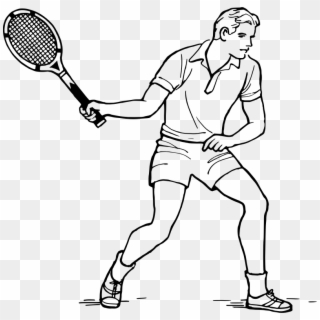 Tennis Player Tennis Clipart Black And White, HD Png Download
