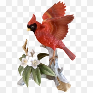Transparent Cardinal Bird Png - Vintage Bird With Red Flowers, Png Download