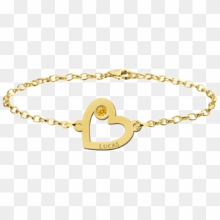 Gold Heart Bracelet With Stone - Armband Met Sterrenbeeld, HD Png Download